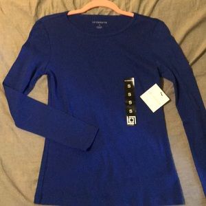 Liz Claiborne, navy long sleeved cotton shirt, S